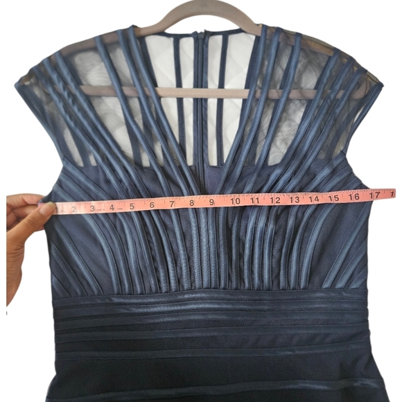 Tadashi Shoji Navy Tierd Ruffle Formal Dress